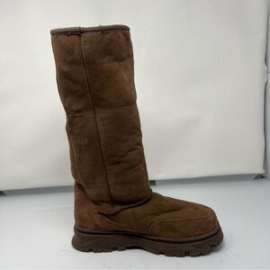 Cabelas Brown Leather Shearling Winter Boots Women’s Knee High Pull On US 7 M